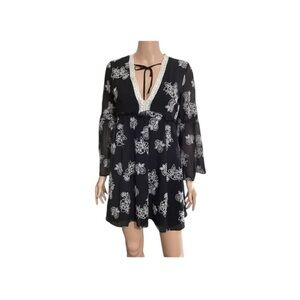 Vintage Sequin Hearts Floral Embroidered Dress Size S